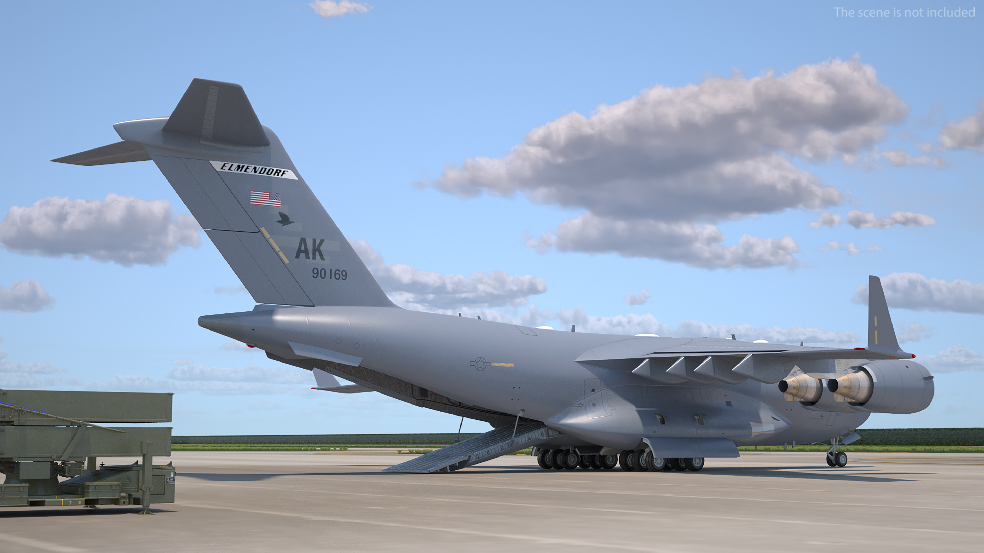 3D Boeing C17 Globemaster III Loaded MIM 104 Patriot Rigged