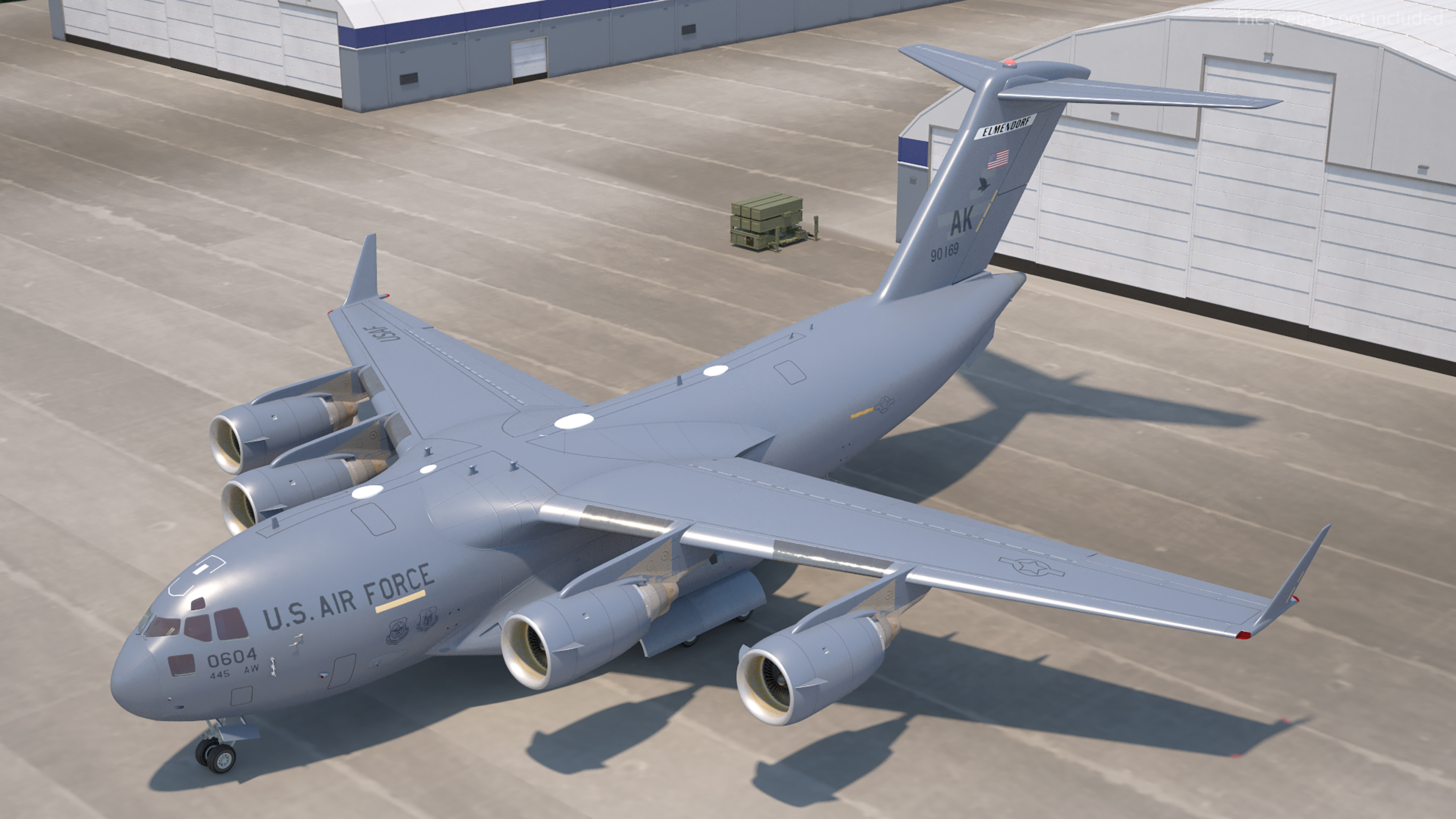 3D Boeing C17 Globemaster III Loaded MIM 104 Patriot Rigged