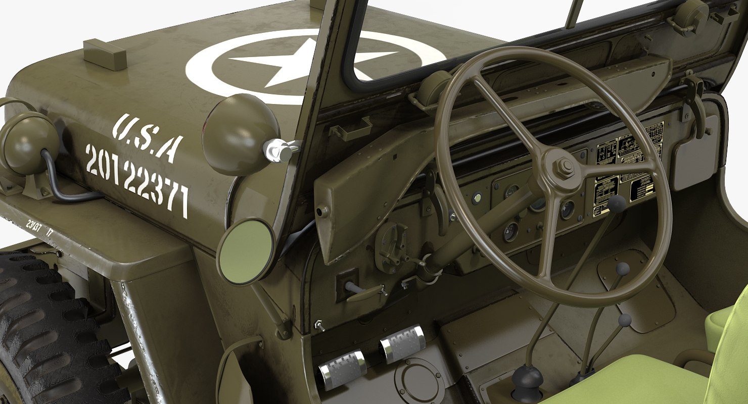 3D model Willys Jeep MB 44 with Trailer