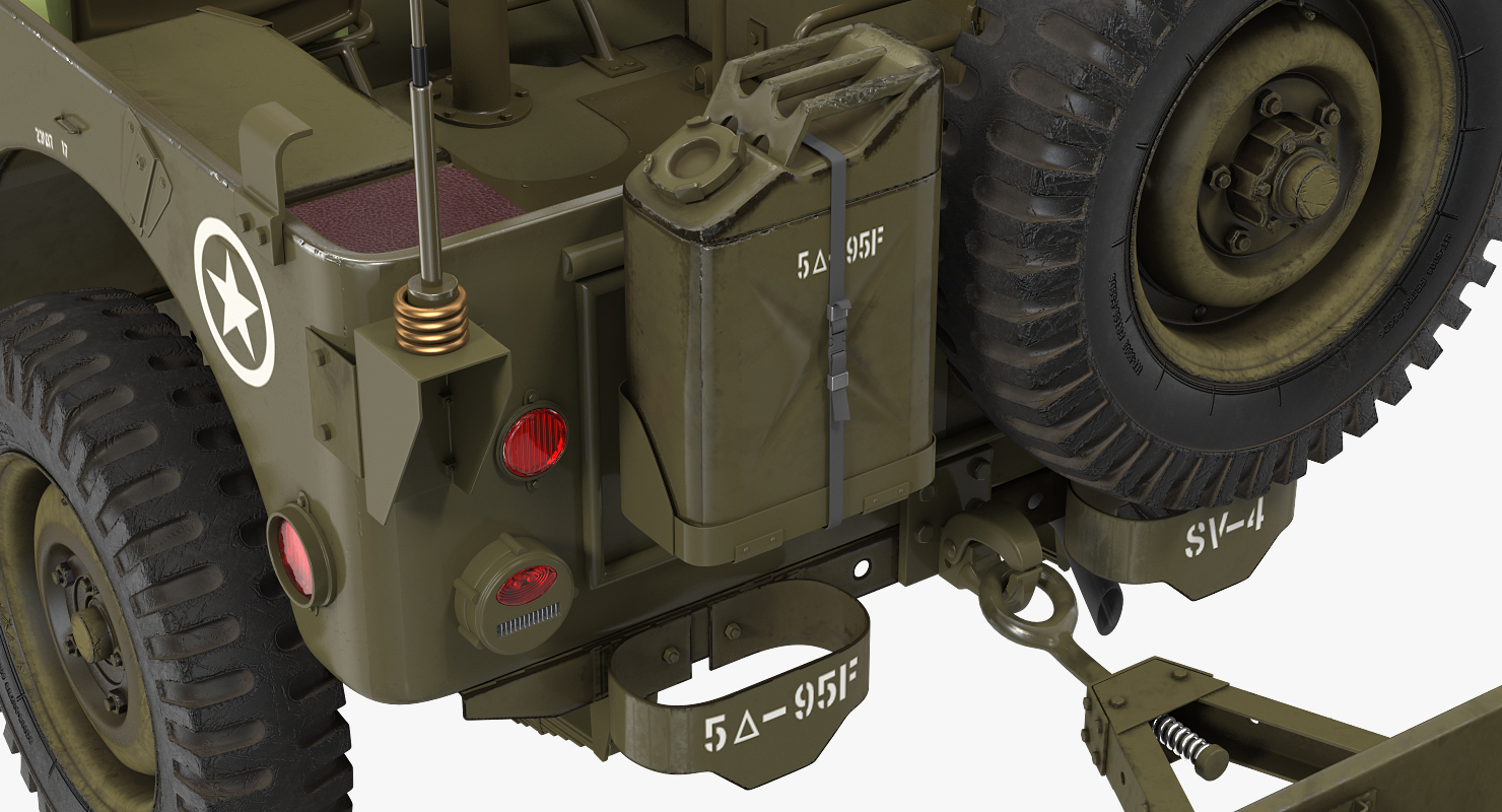 3D model Willys Jeep MB 44 with Trailer