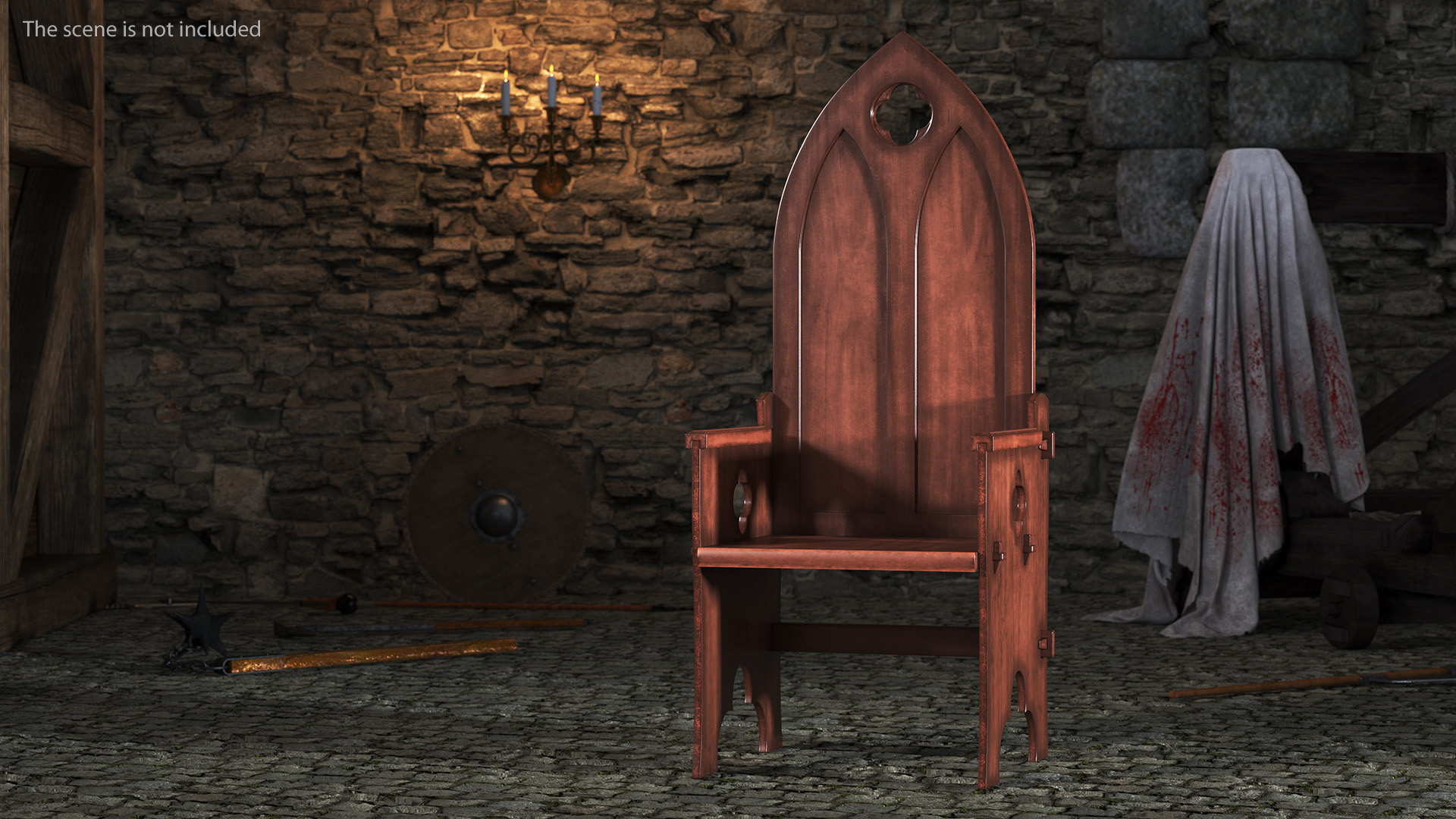 3D Carved Medieval Gothic Style Arched Back Chair