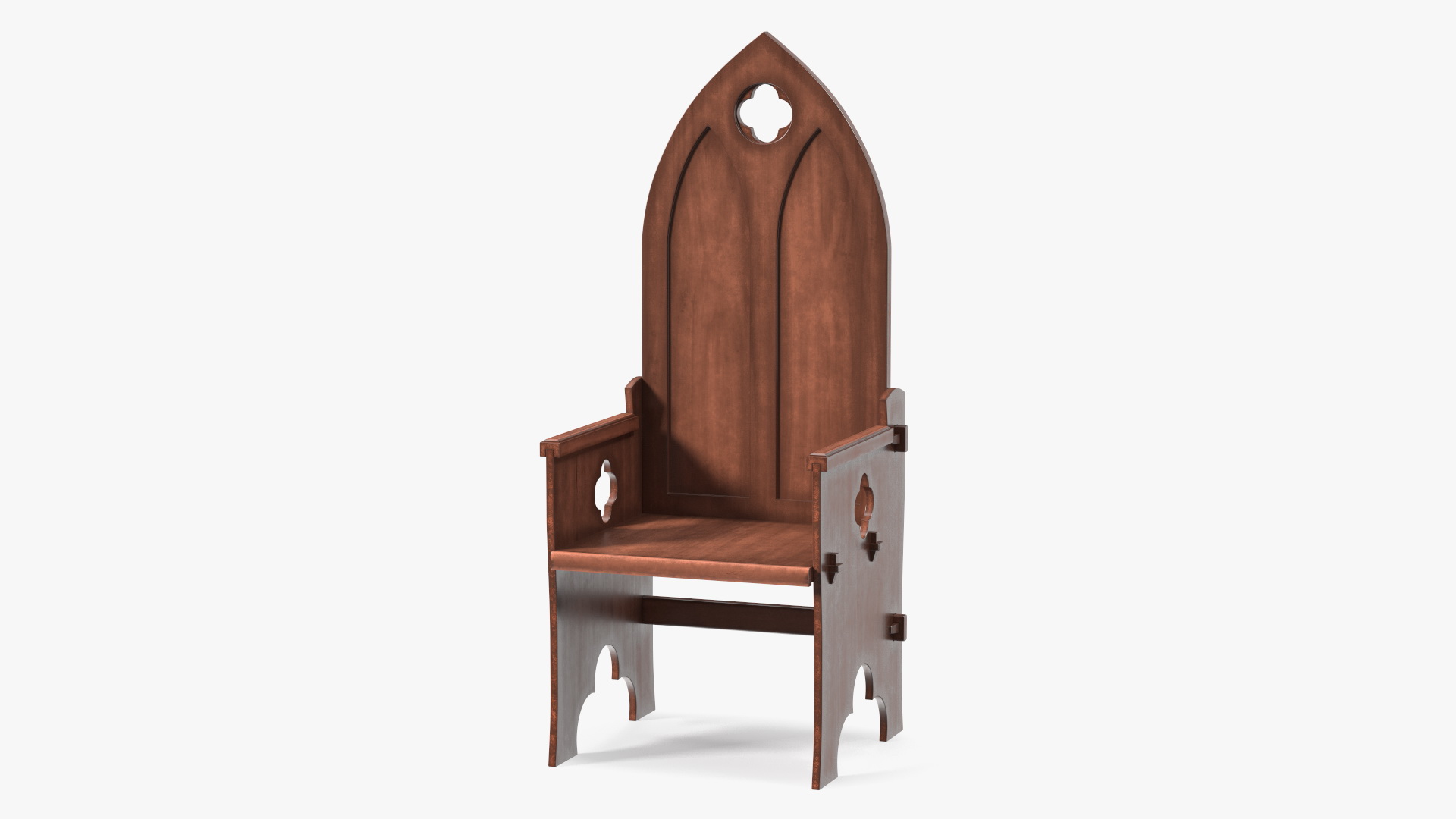 3D Carved Medieval Gothic Style Arched Back Chair