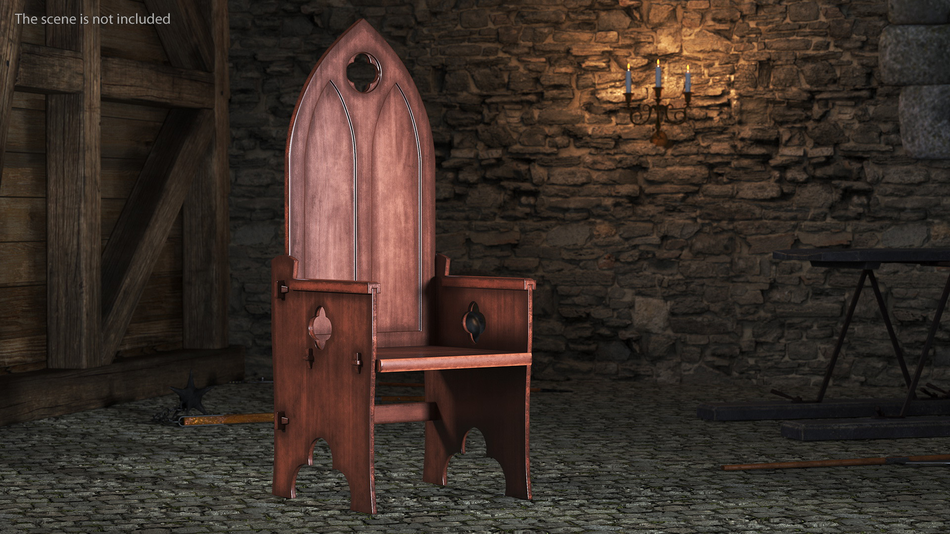 3D Carved Medieval Gothic Style Arched Back Chair