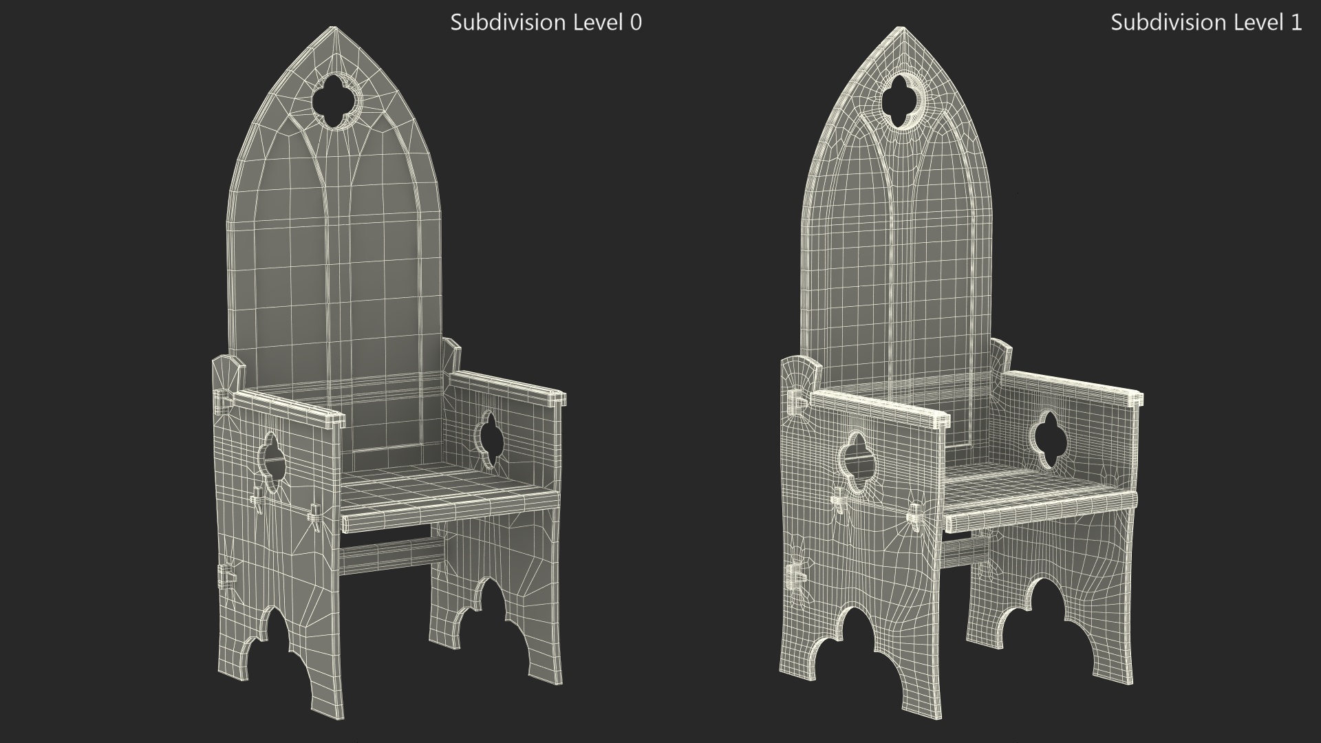 3D Carved Medieval Gothic Style Arched Back Chair