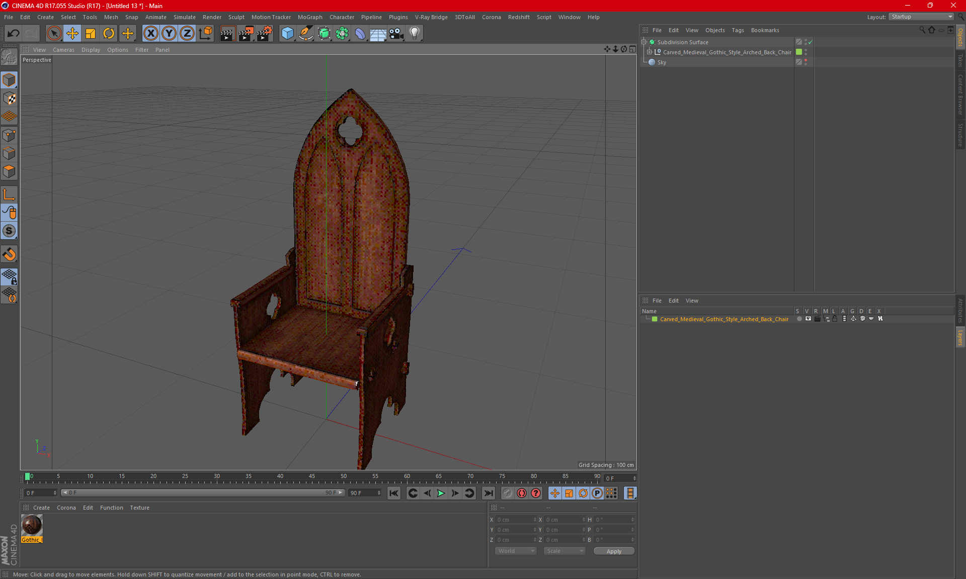 3D Carved Medieval Gothic Style Arched Back Chair