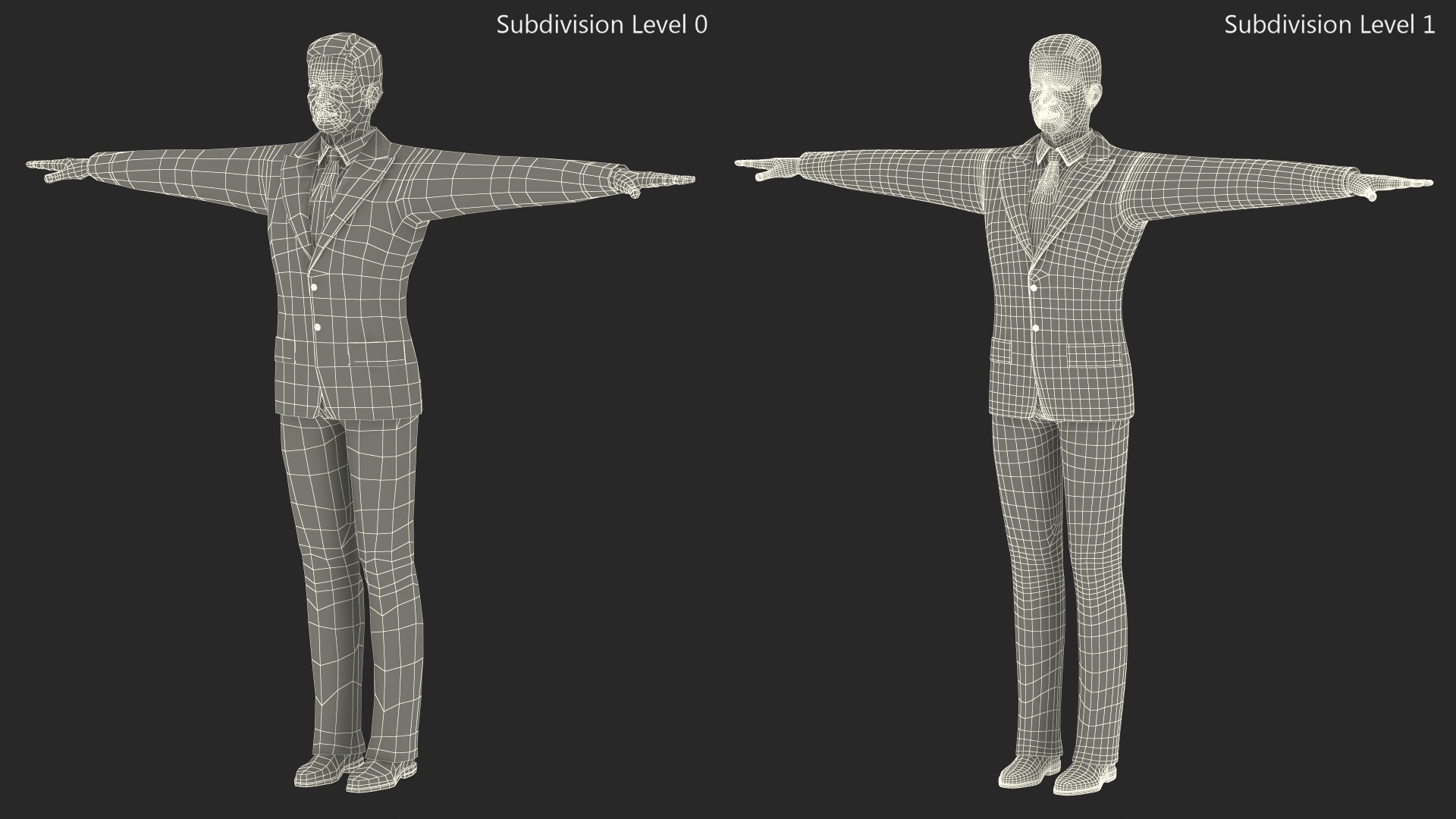 Asian Older Man Formal Wear T-Pose 3D model