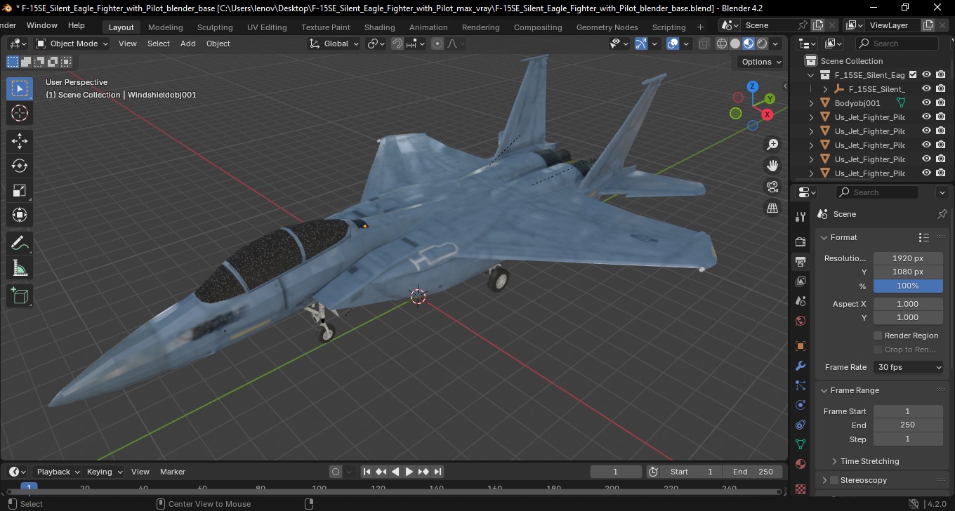 3D F-15SE Silent Eagle Fighter with Pilot model