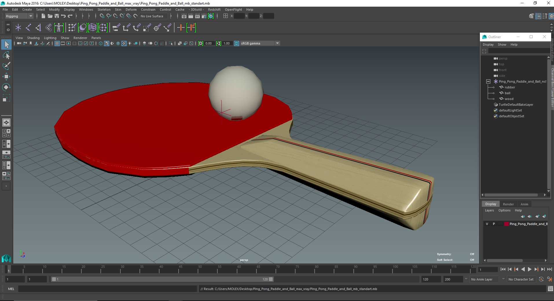 3D model Ping Pong Paddle and Ball