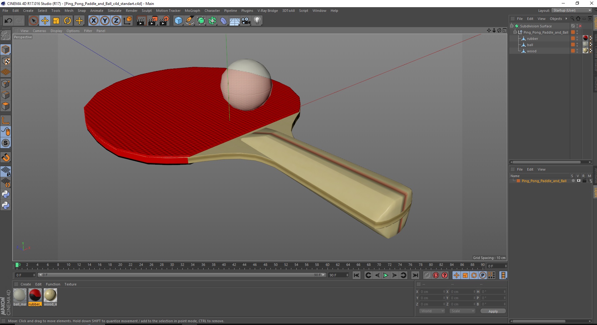 3D model Ping Pong Paddle and Ball