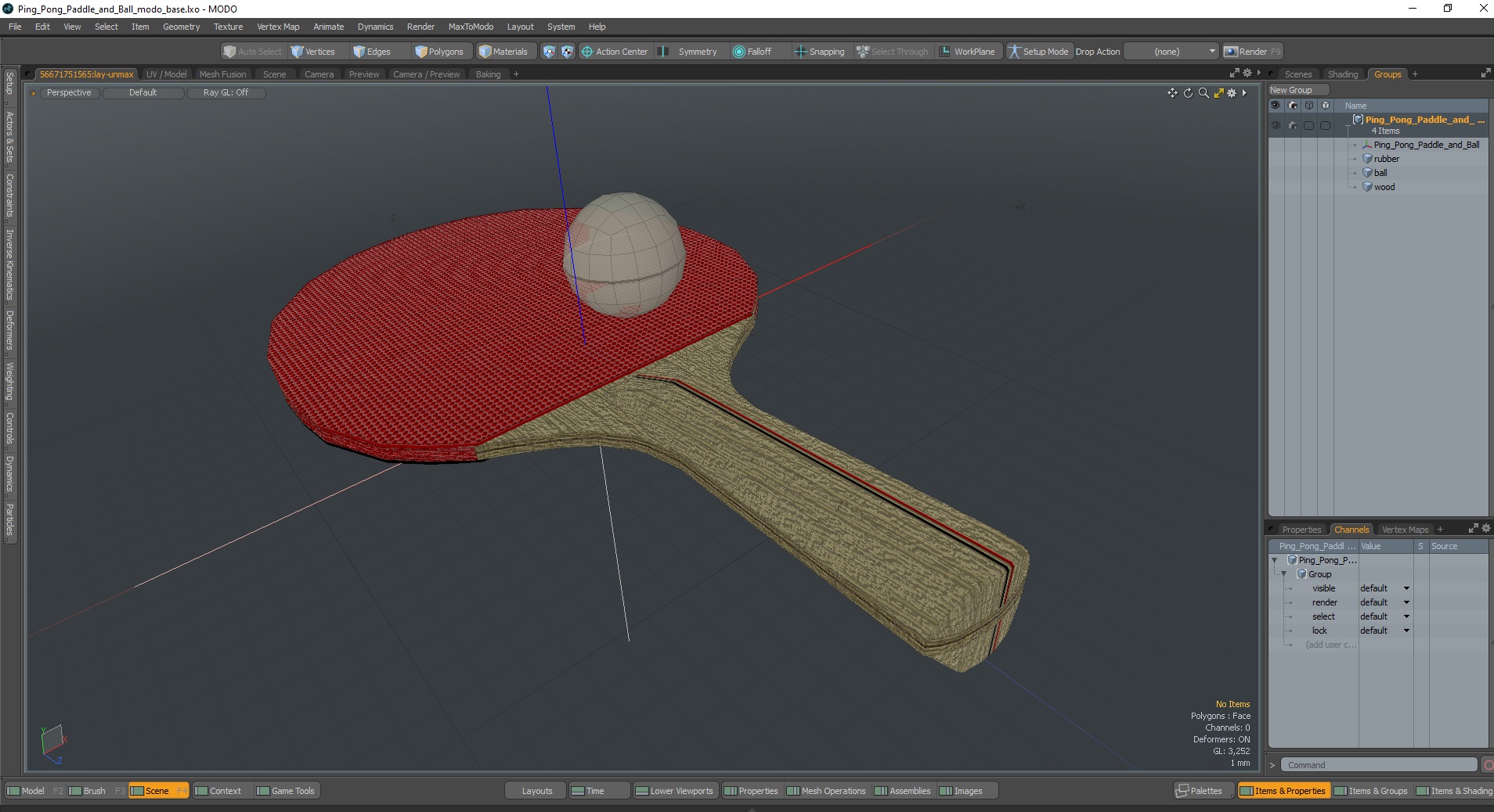 3D model Ping Pong Paddle and Ball