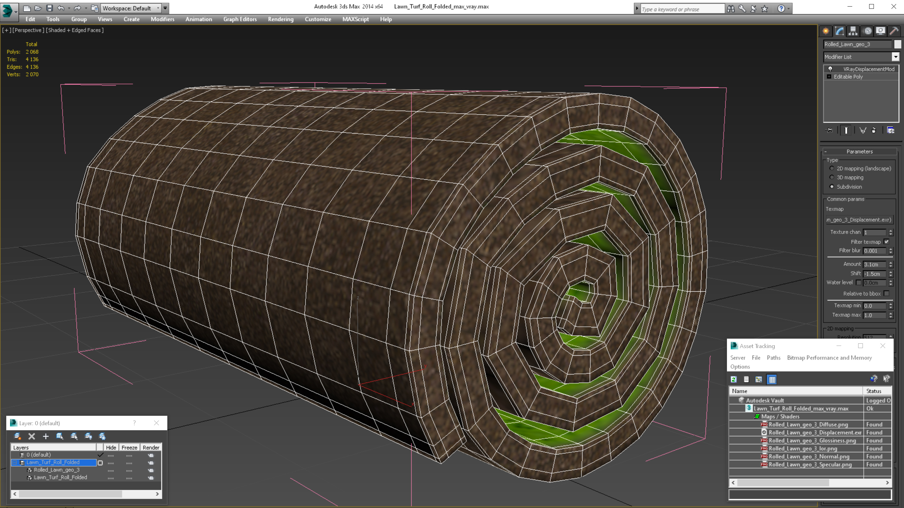 3D Lawn Turf Roll Folded