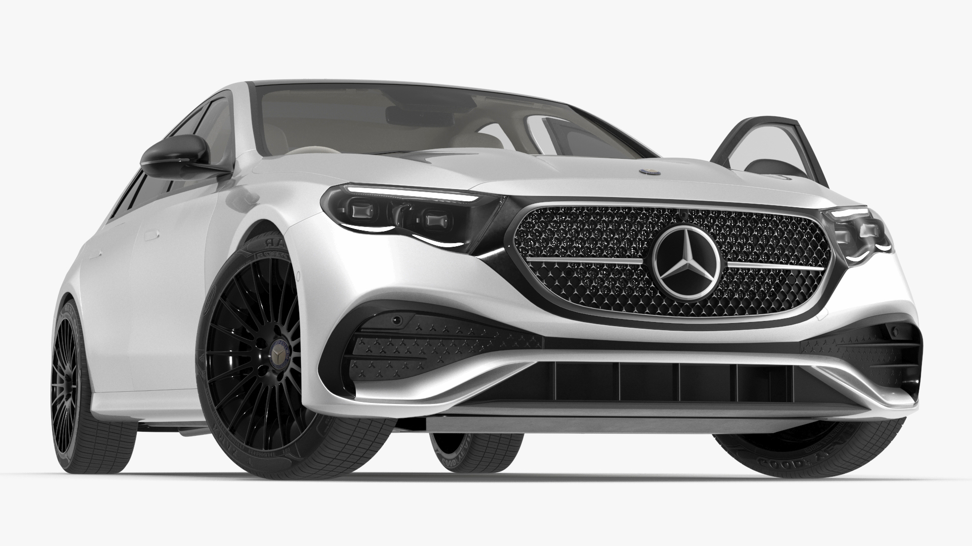 New E-Class Mercedes 2023 White Rigged for Cinema 4D 3D