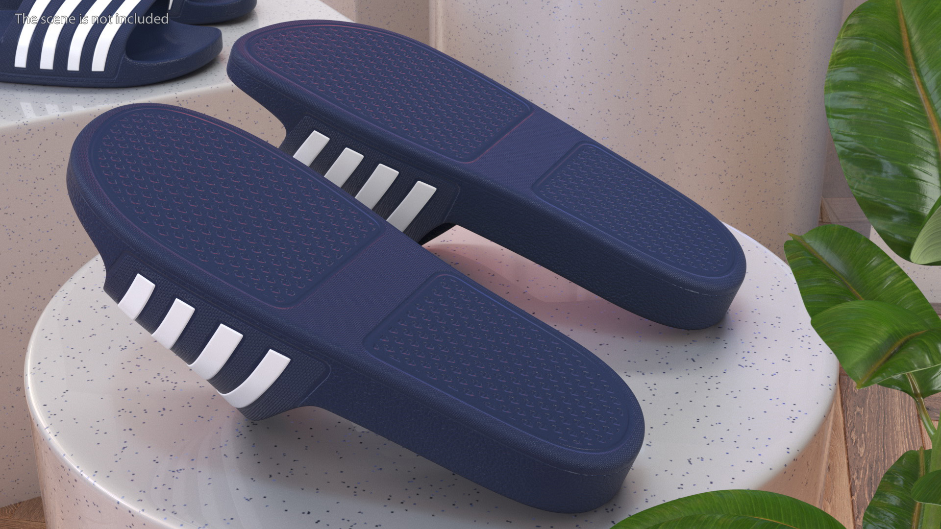 3D Dark Blue Rubber Flip-Flops Slippers