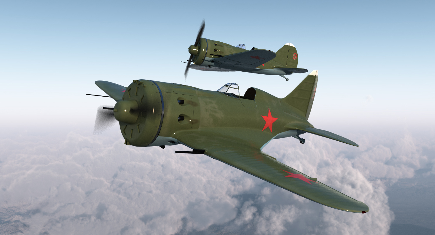 3D Soviet WWII Fighter Aircraft Polikarpov I 16 Rigged