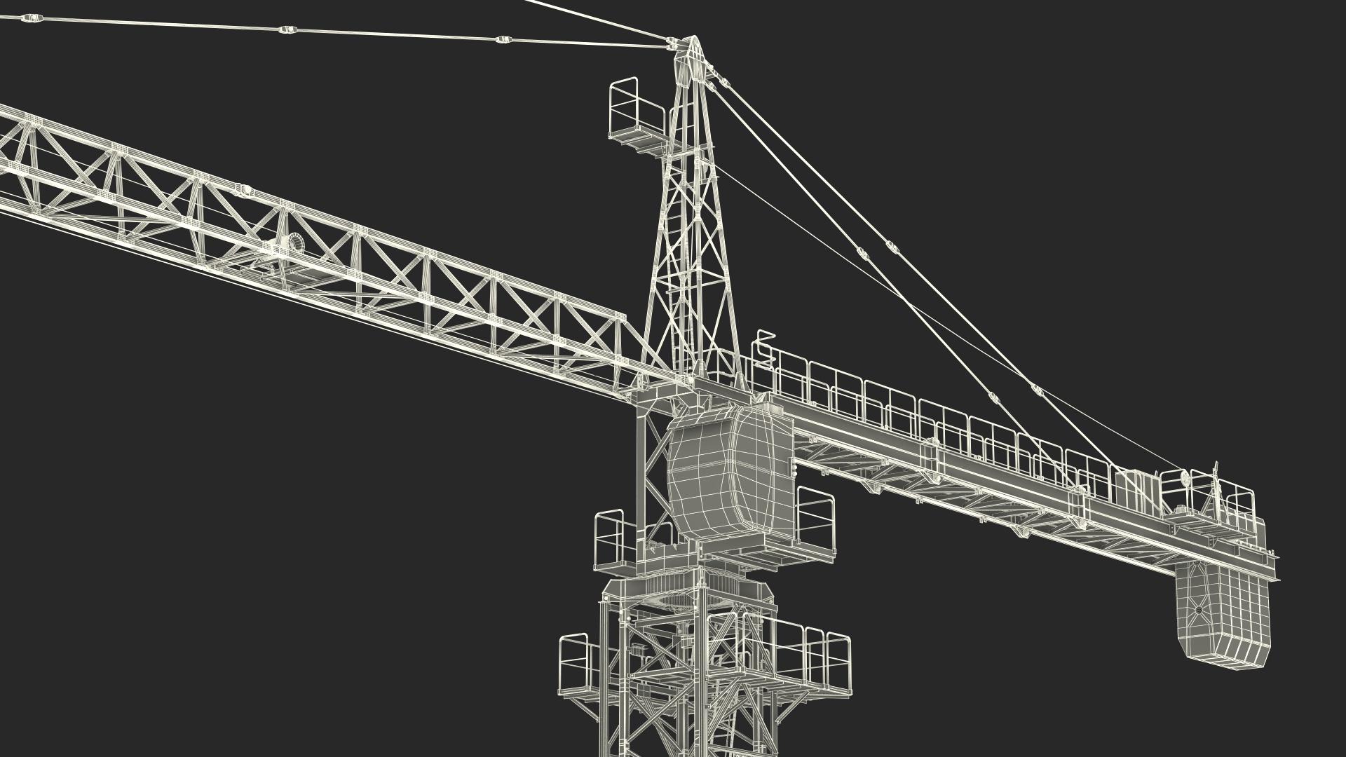 3D Construction Tower Crane Rigged