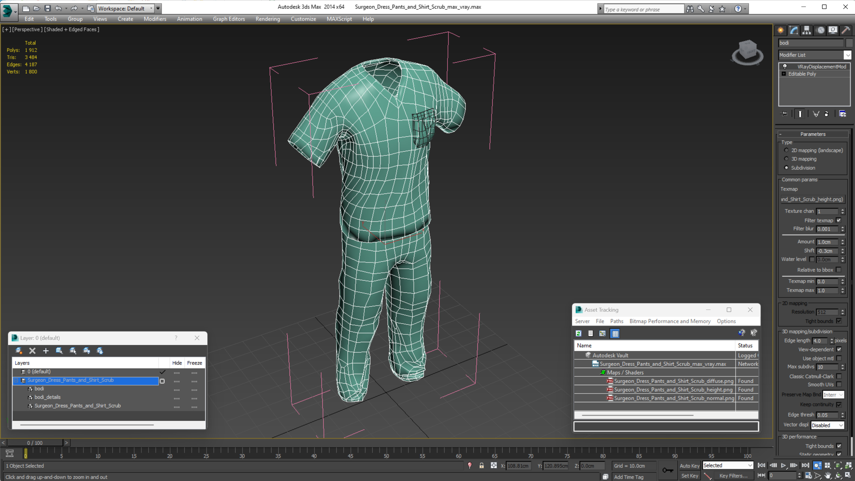 3D model Surgeon Dress Pants and Shirt Scrub