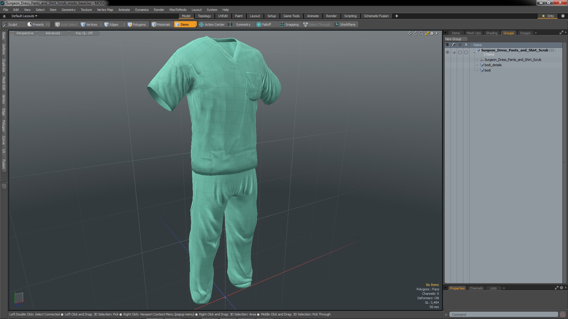 3D model Surgeon Dress Pants and Shirt Scrub