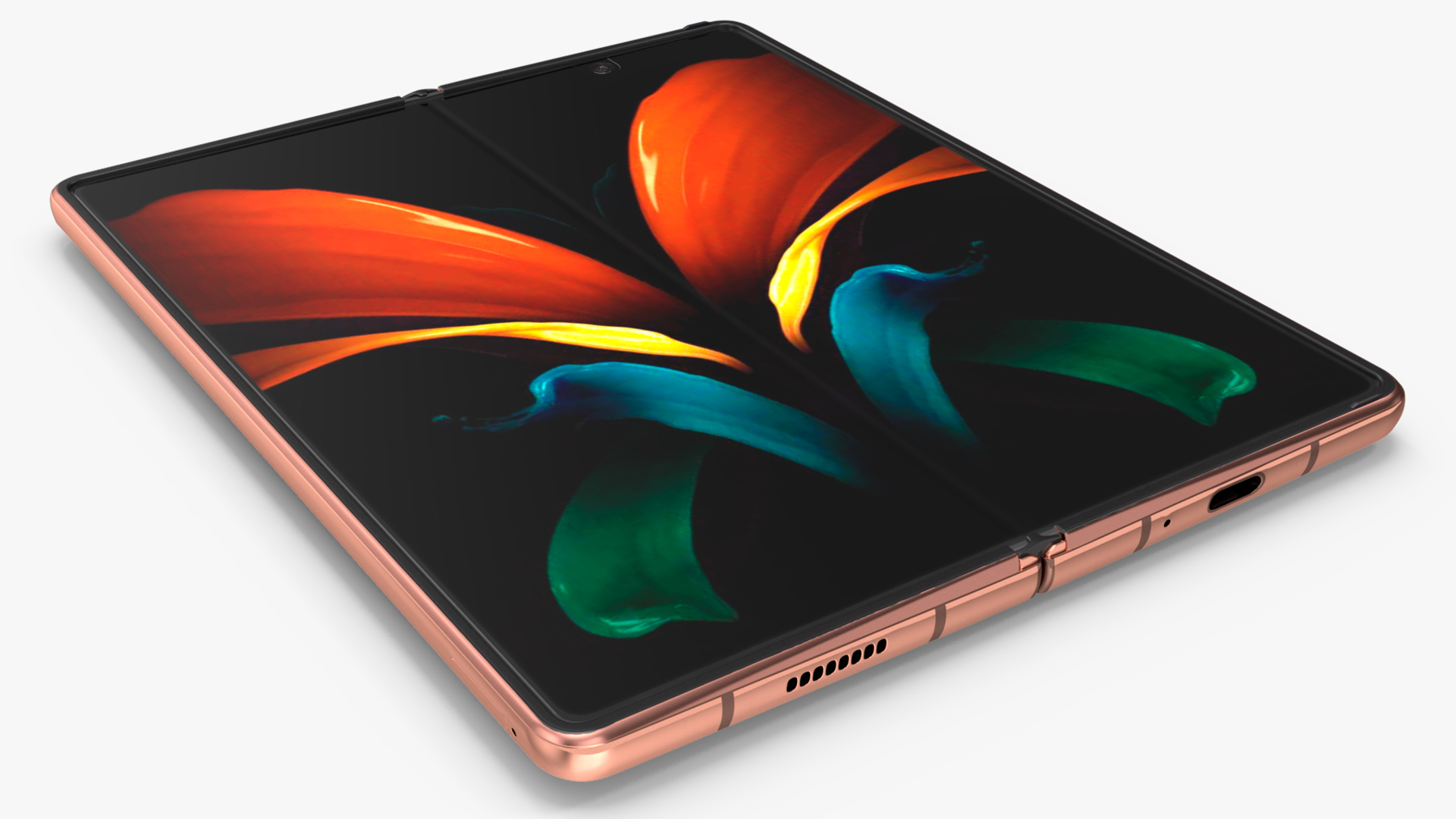 3D Samsung Z Fold 2 Bronze model