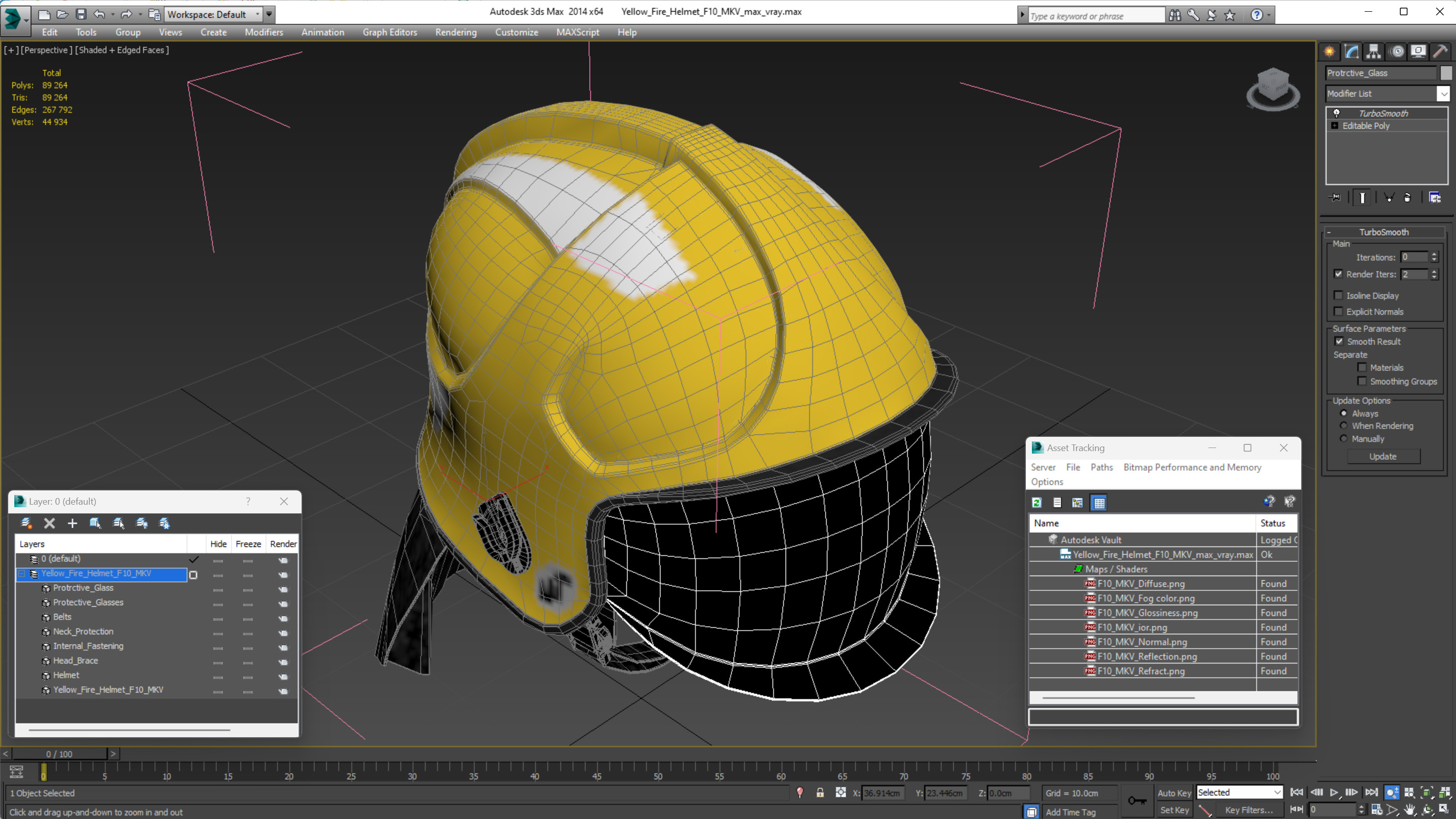 3D Yellow Fire Helmet F10 MKV