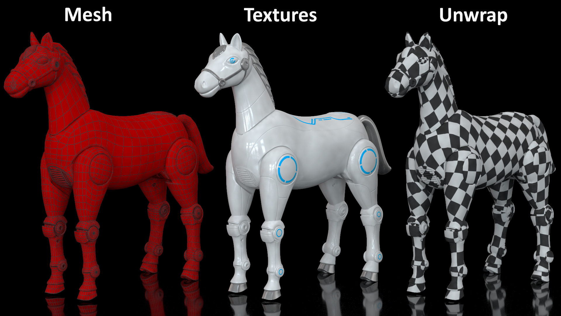 3D Robot Horse Rigged model