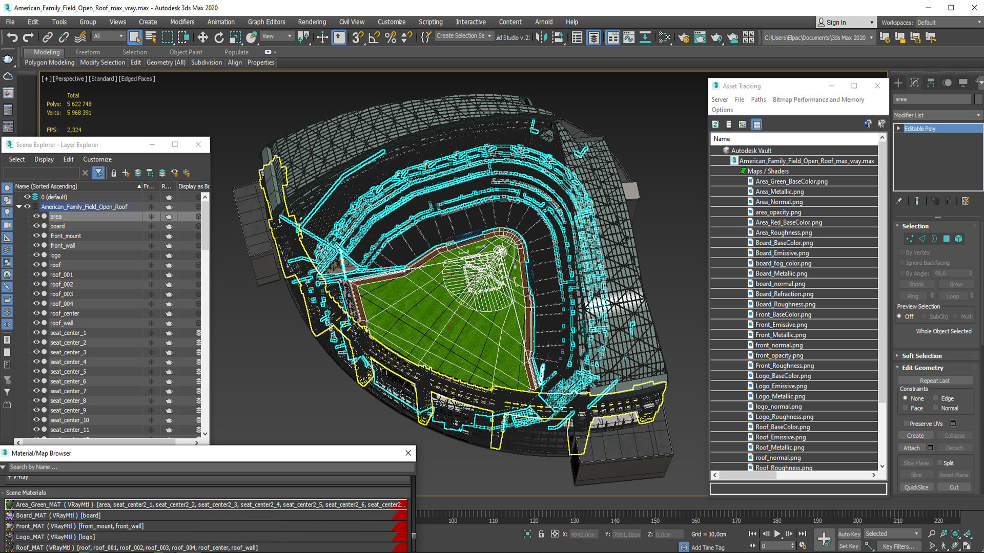 3D American Family Field Open Roof