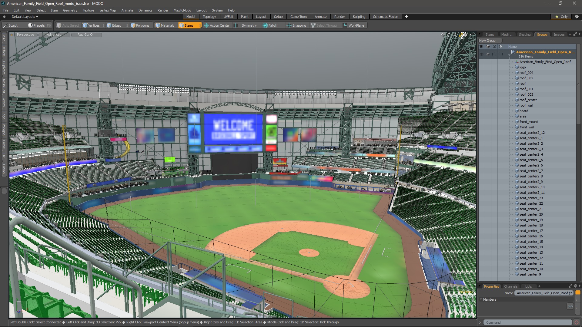 3D American Family Field Open Roof