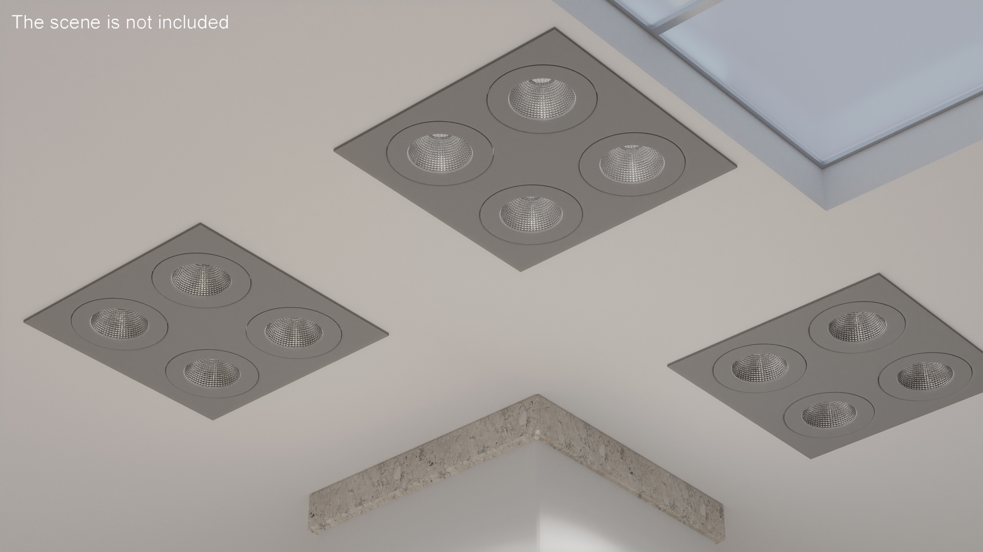 3D Recessed Modular Square 4 Light Luminaire Gray