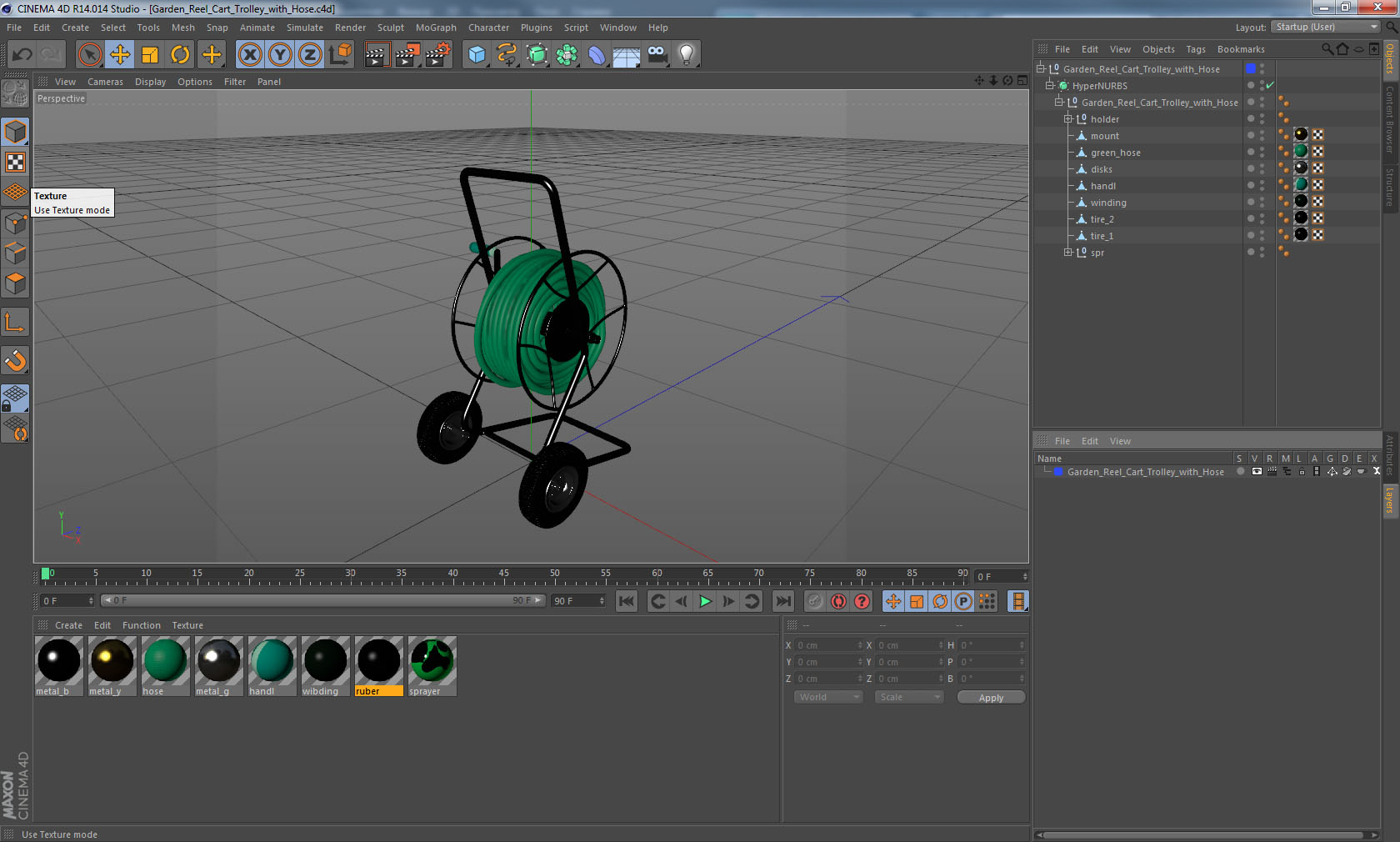 Garden Reel Cart Trolley with Hose 3D model