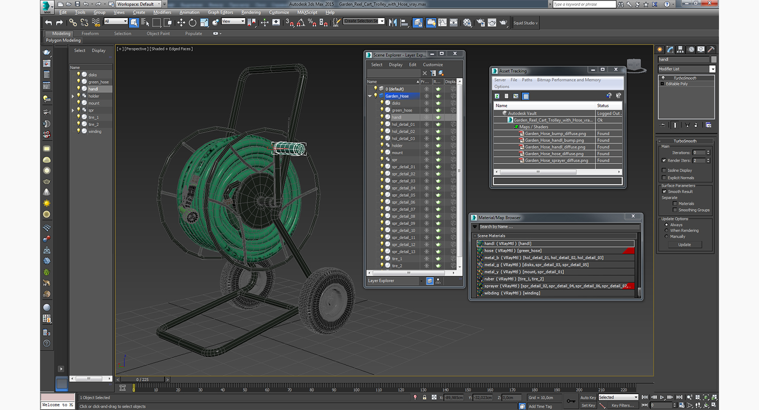 Garden Reel Cart Trolley with Hose 3D model