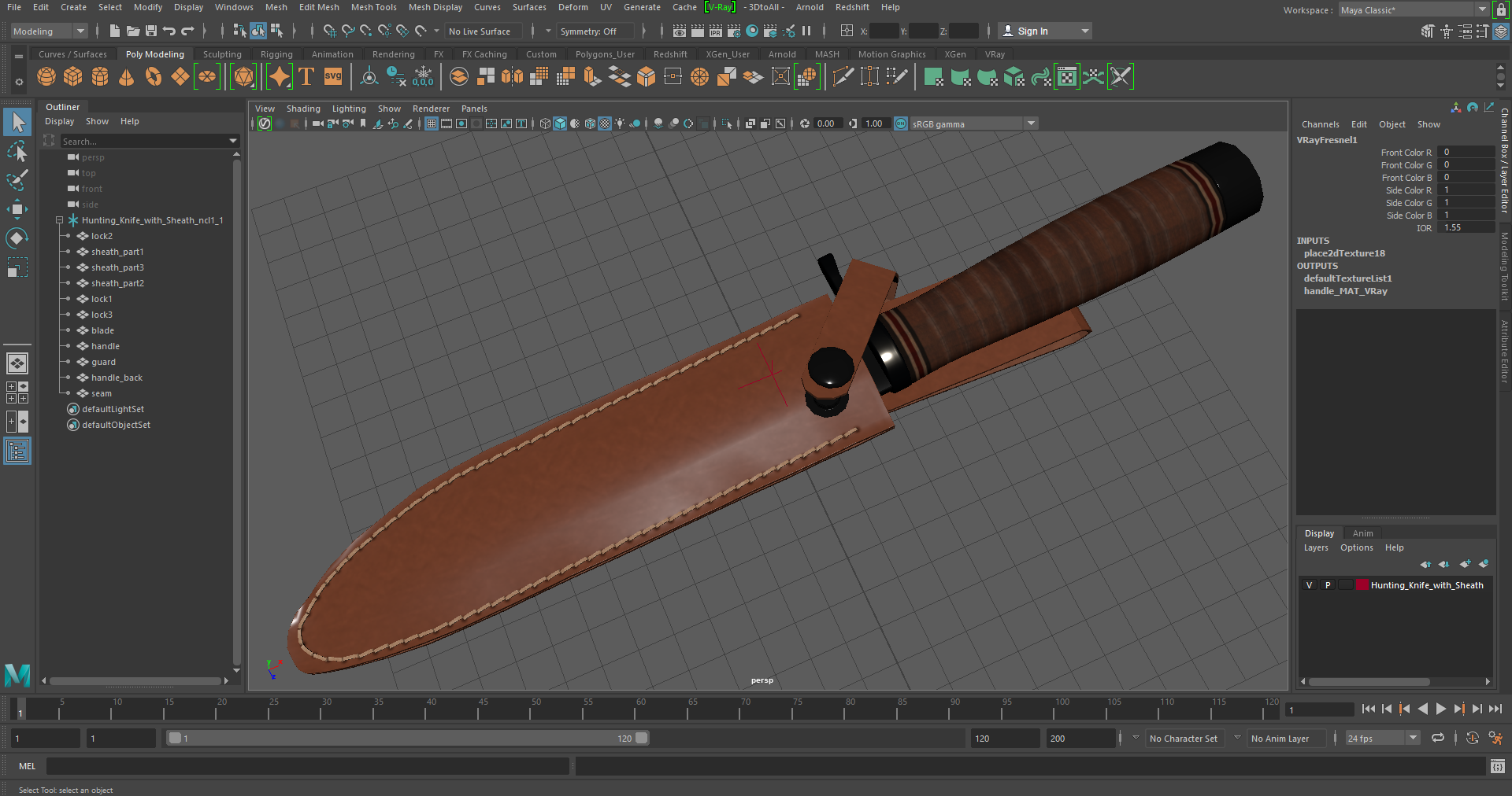 3D model Hunting Knife with Sheath