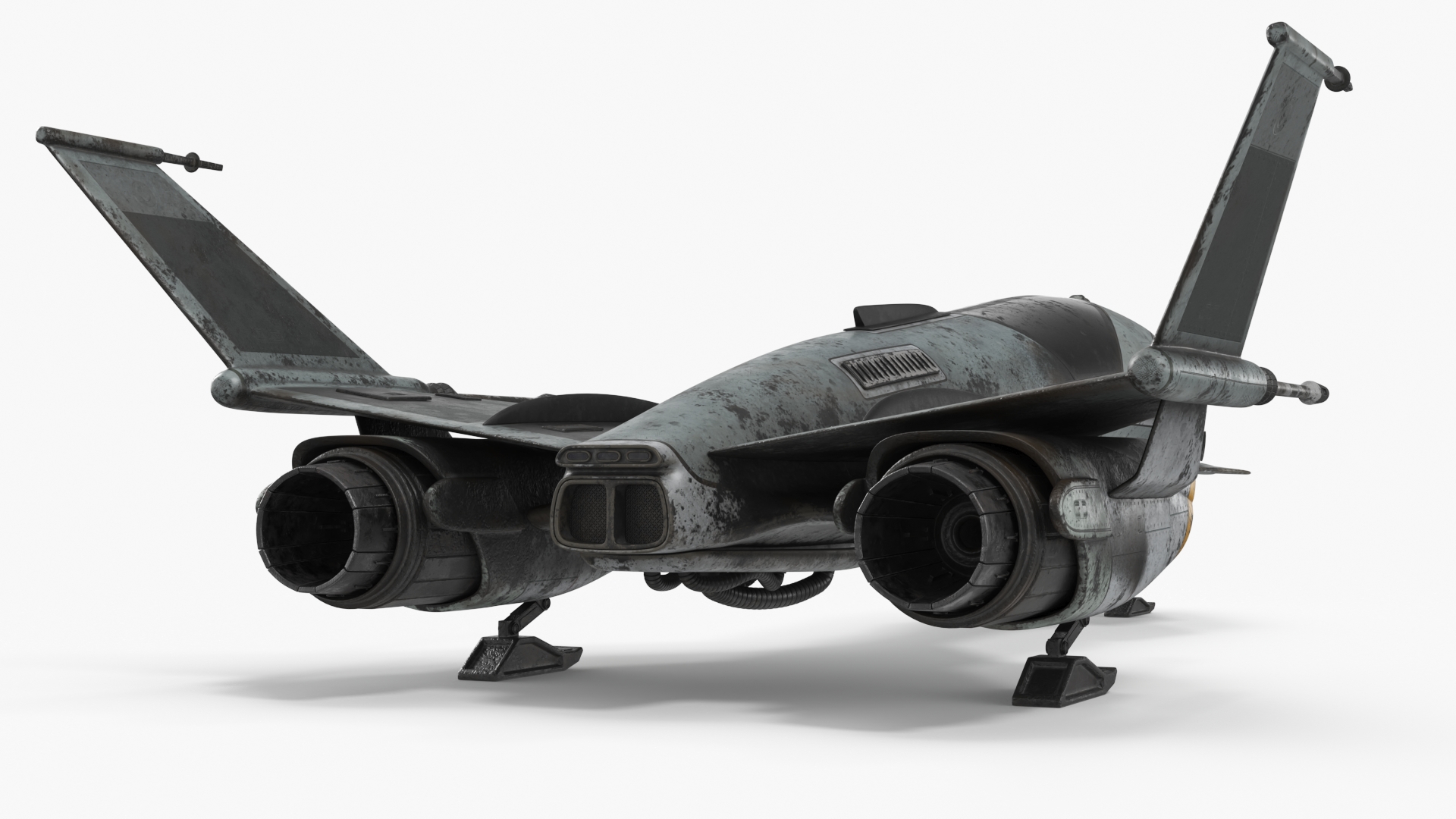 Dirty Futuristic Fighter Spaceship 3D model