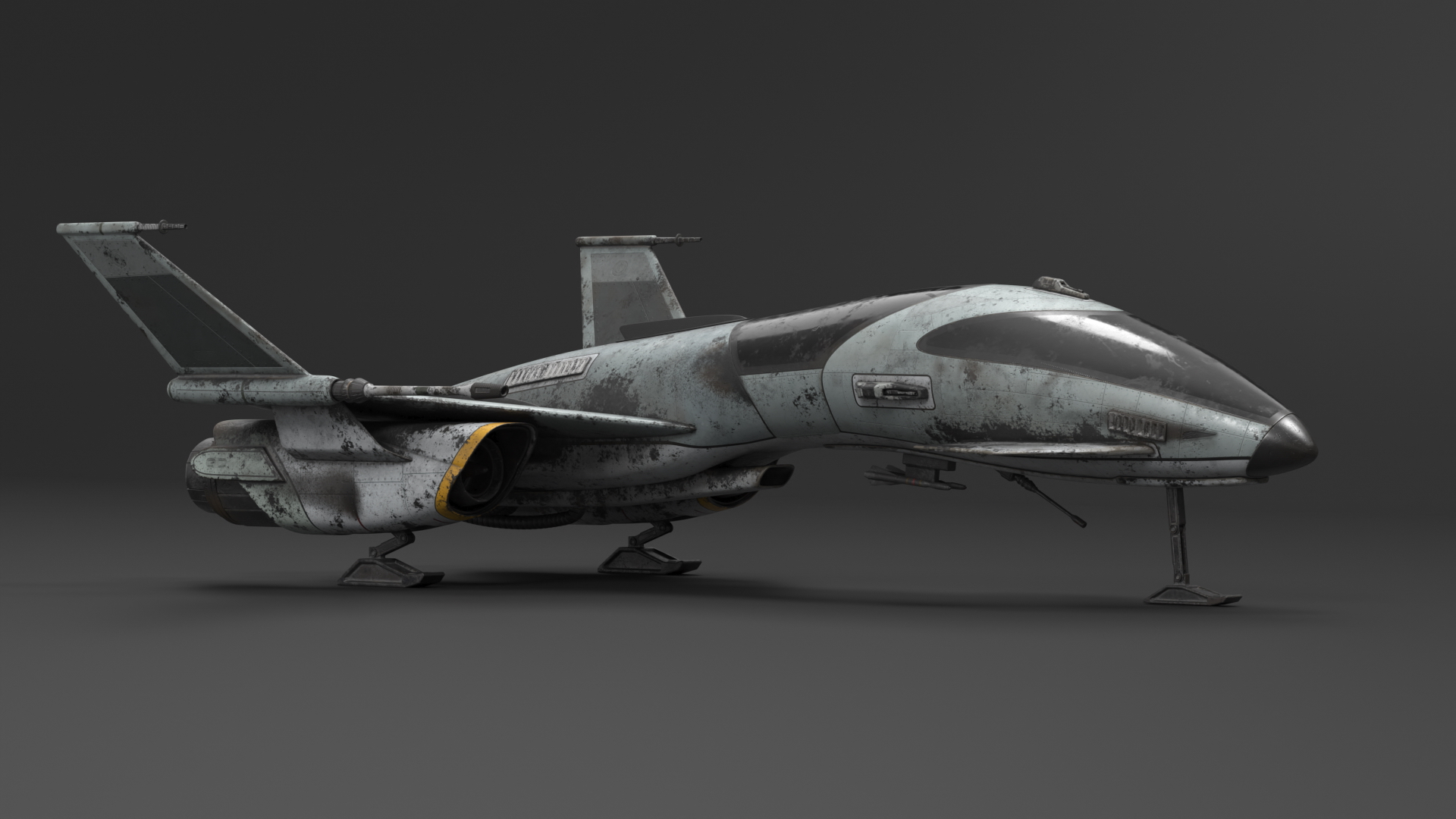 Dirty Futuristic Fighter Spaceship 3D model