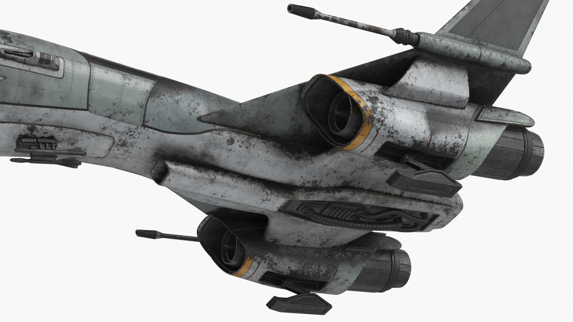 Dirty Futuristic Fighter Spaceship 3D model