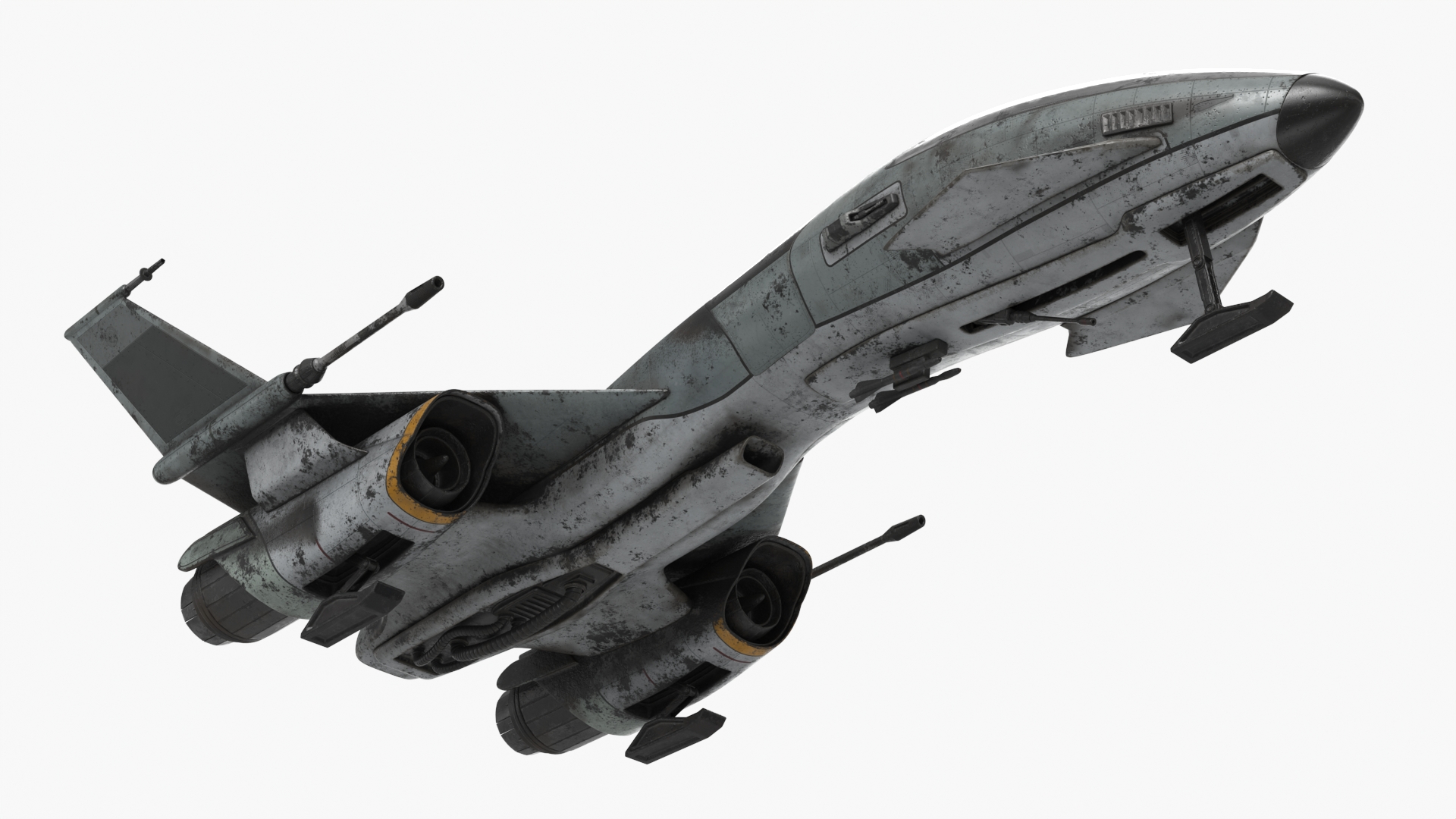 Dirty Futuristic Fighter Spaceship 3D model