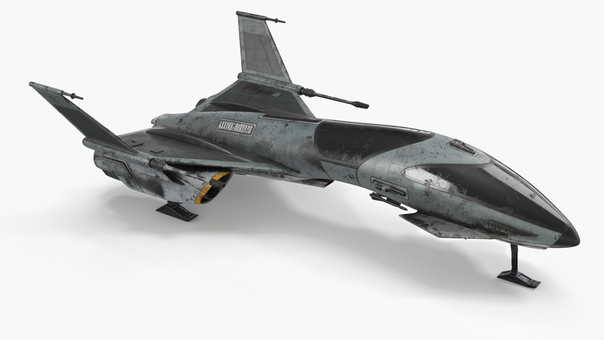 Dirty Futuristic Fighter Spaceship 3D model