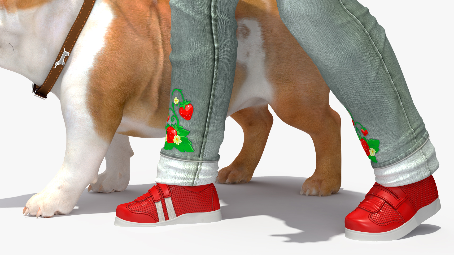 3D model Girl Walks with a Bulldog