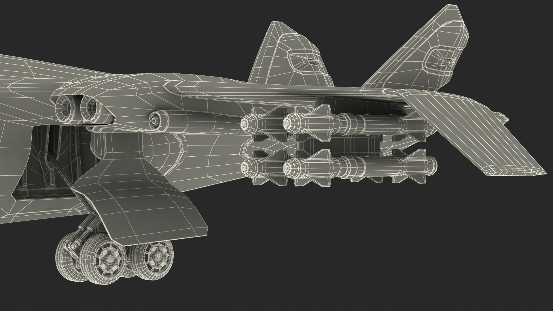 3D model White Futuristic Fighter with Missiles and Landing Gear