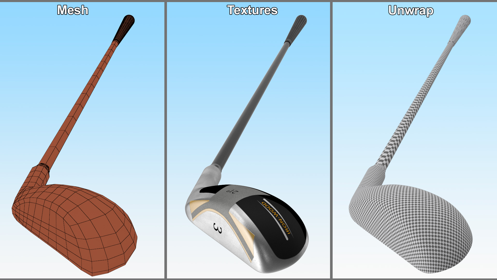 3D 3 Iron Golf Club