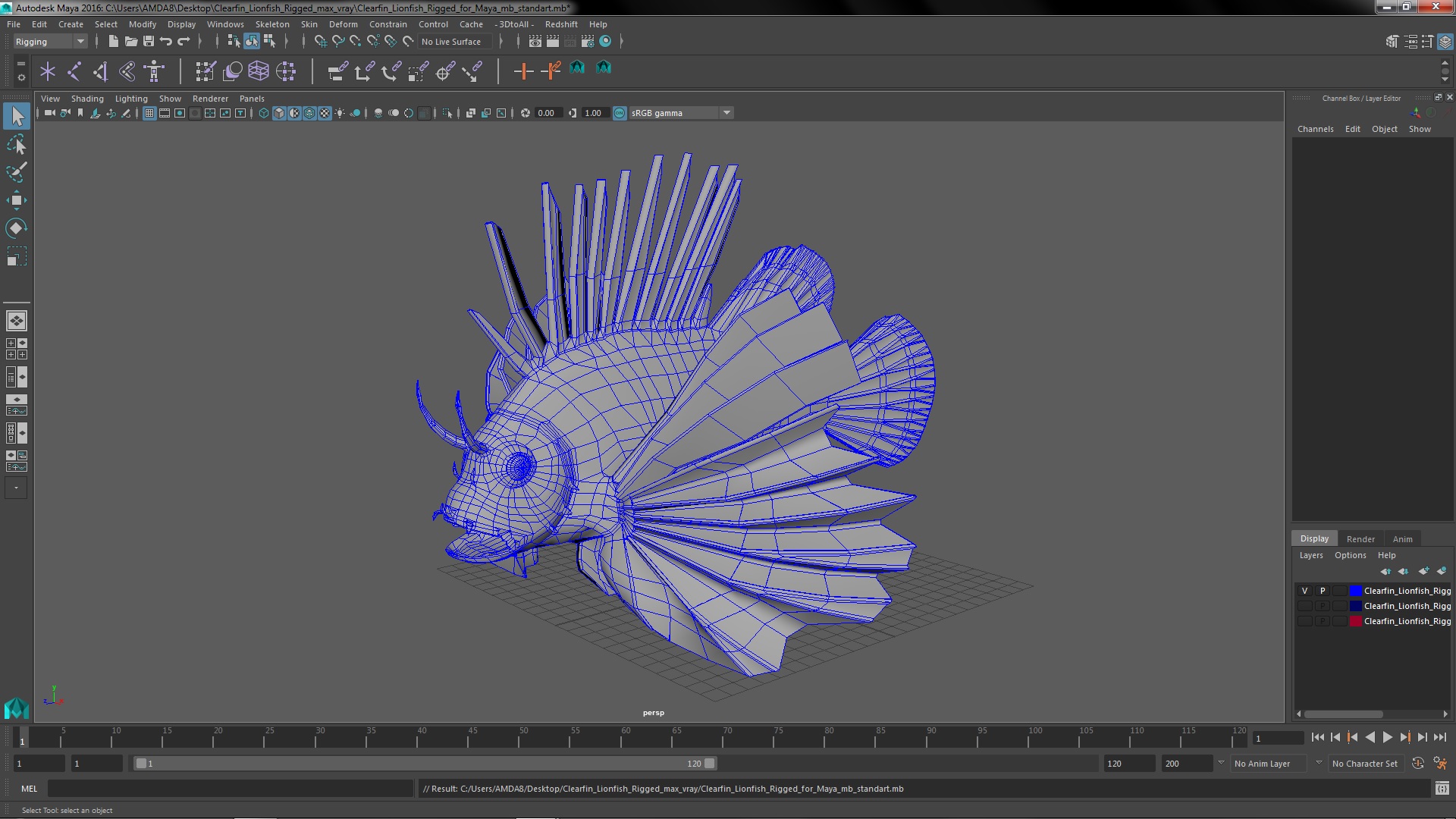 3D Clearfin Lionfish Rigged for Maya model