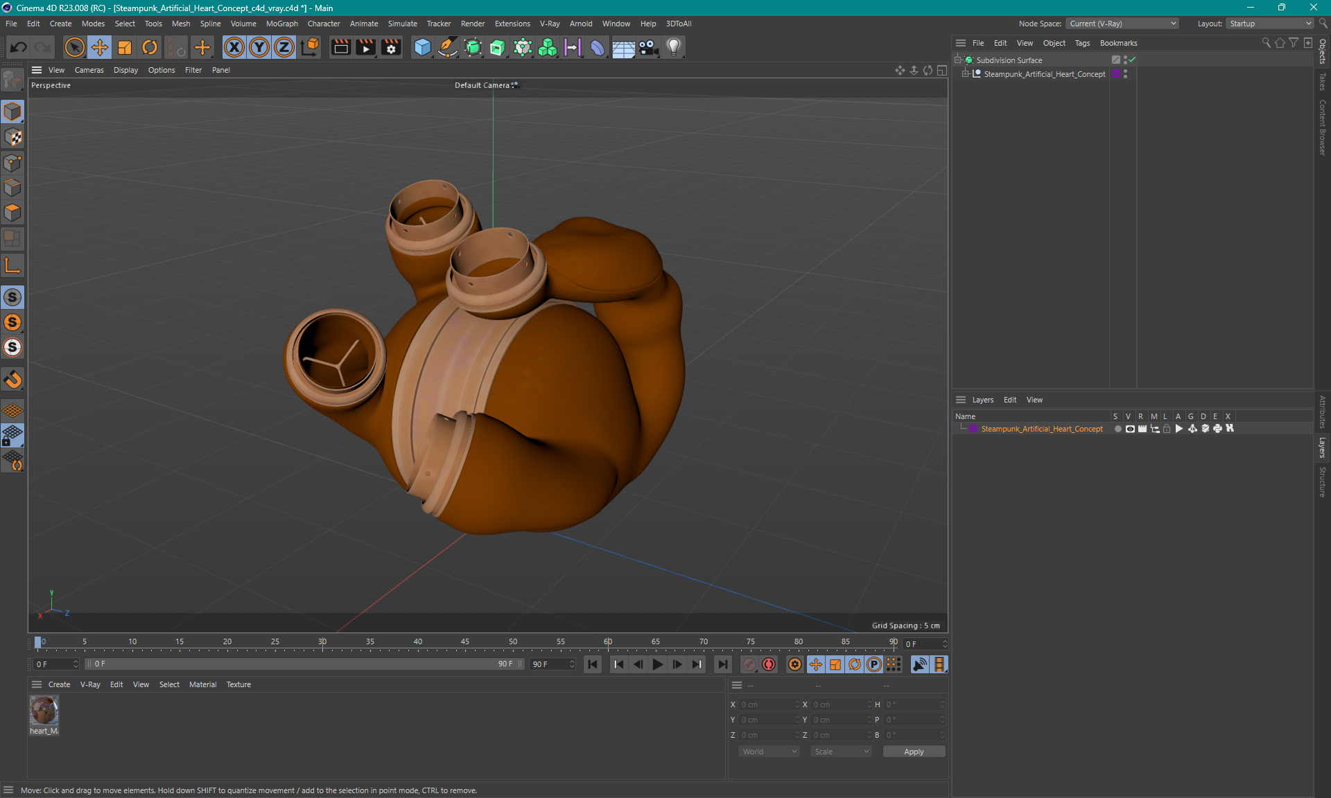 Steampunk Artificial Heart Concept 3D model