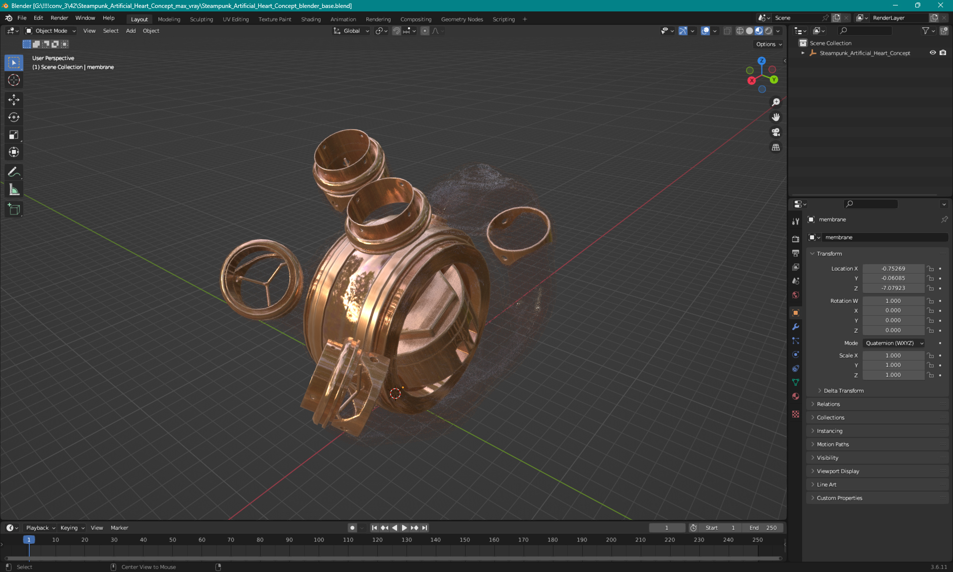 Steampunk Artificial Heart Concept 3D model