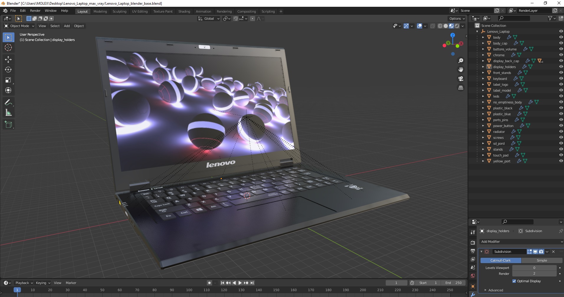 3D Lenovo Laptop model