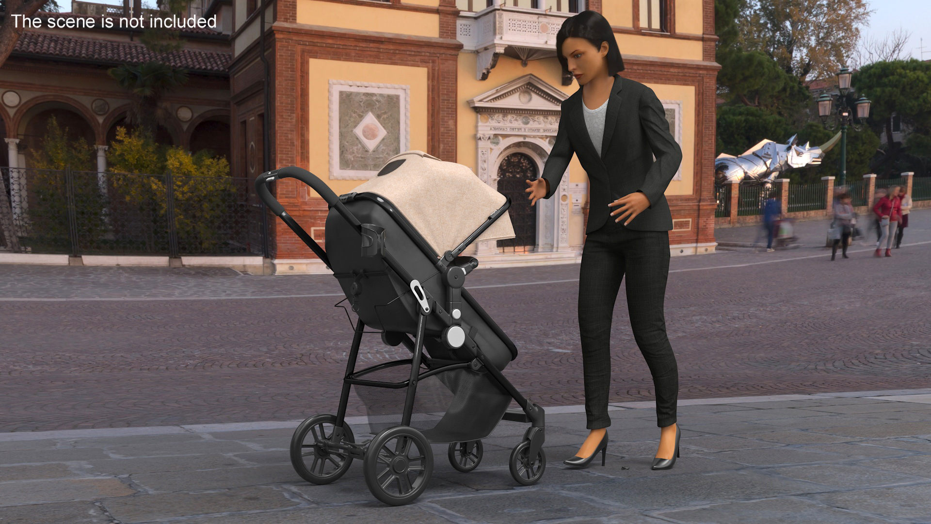 3D Foldable Walking Baby Stroller Beige