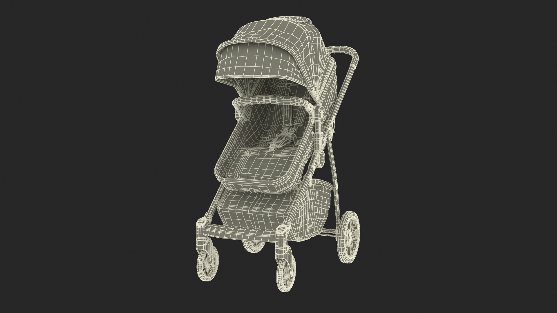 3D Foldable Walking Baby Stroller Beige