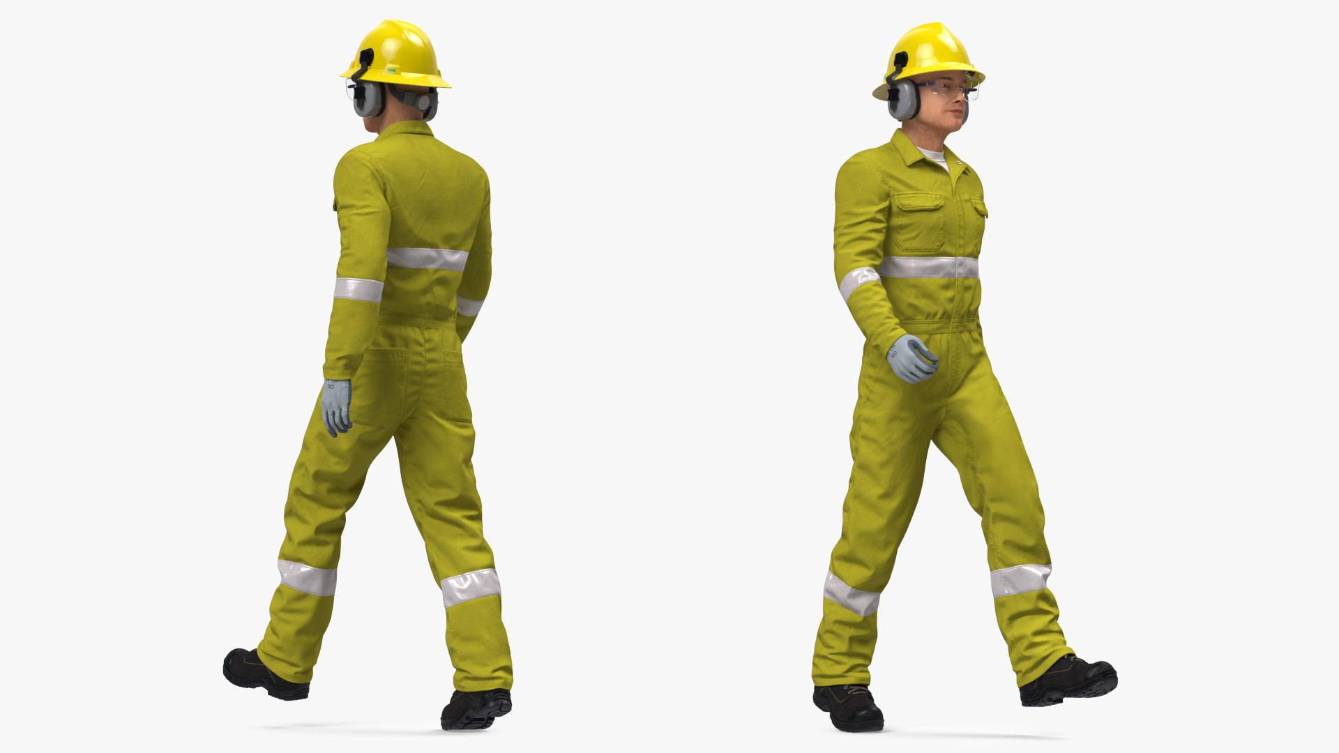 3D Gas Worker Fully Equipped Walking Pose model