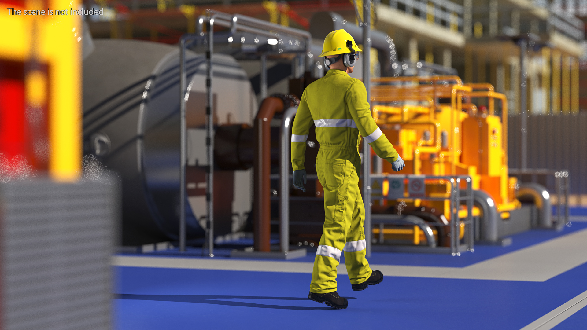 3D Gas Worker Fully Equipped Walking Pose model