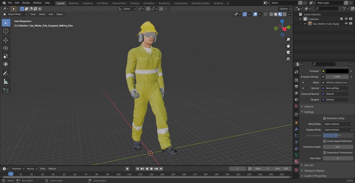 3D Gas Worker Fully Equipped Walking Pose model