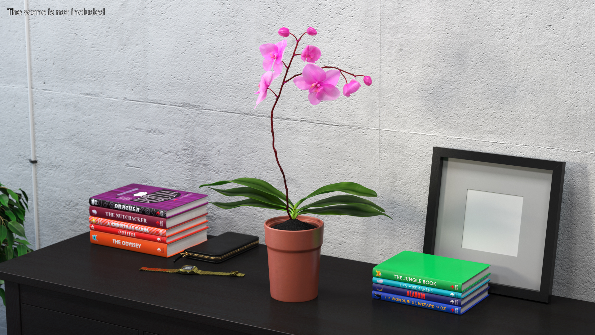 3D Pink Orchid Terracotta Pot