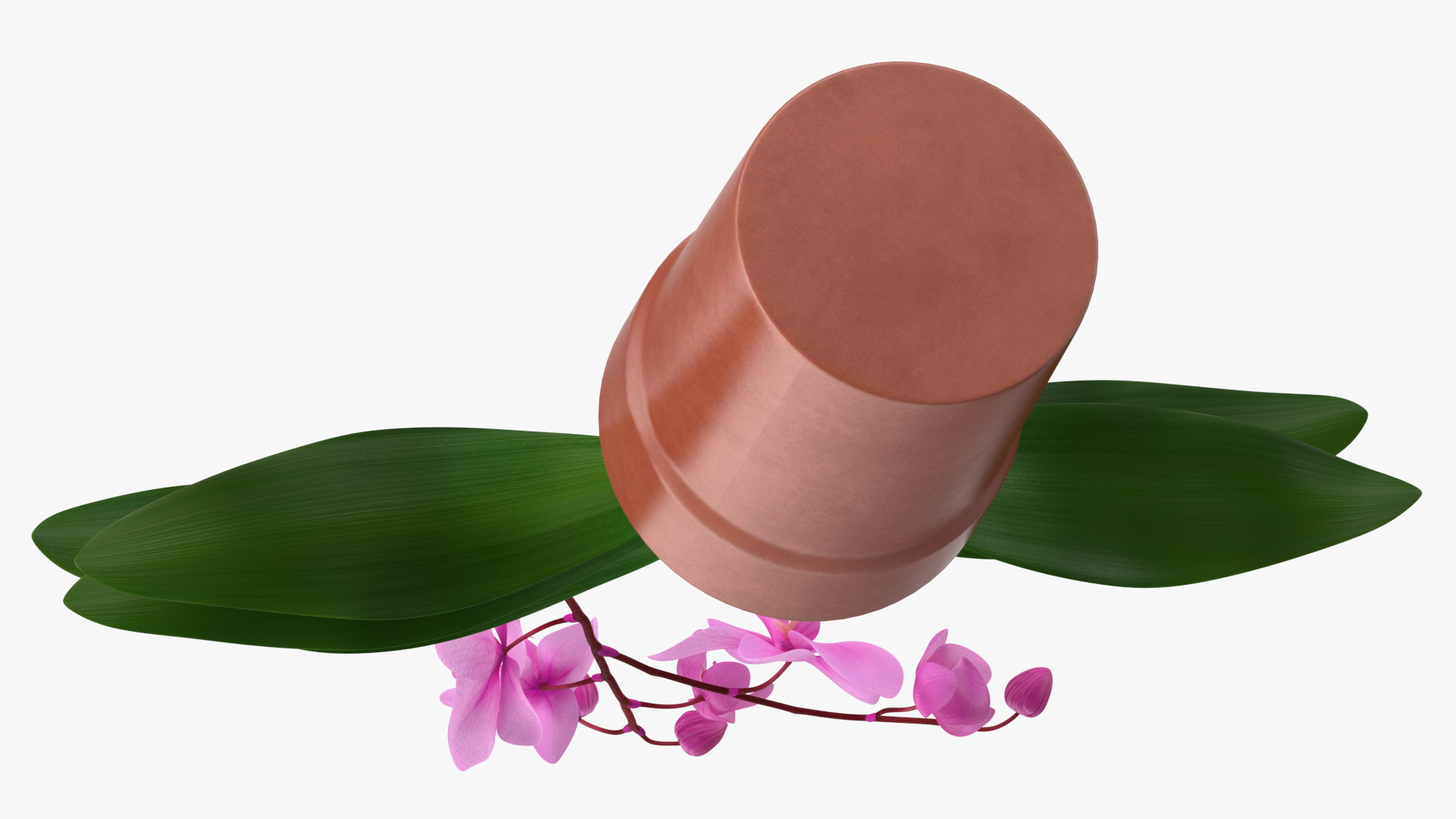 3D Pink Orchid Terracotta Pot