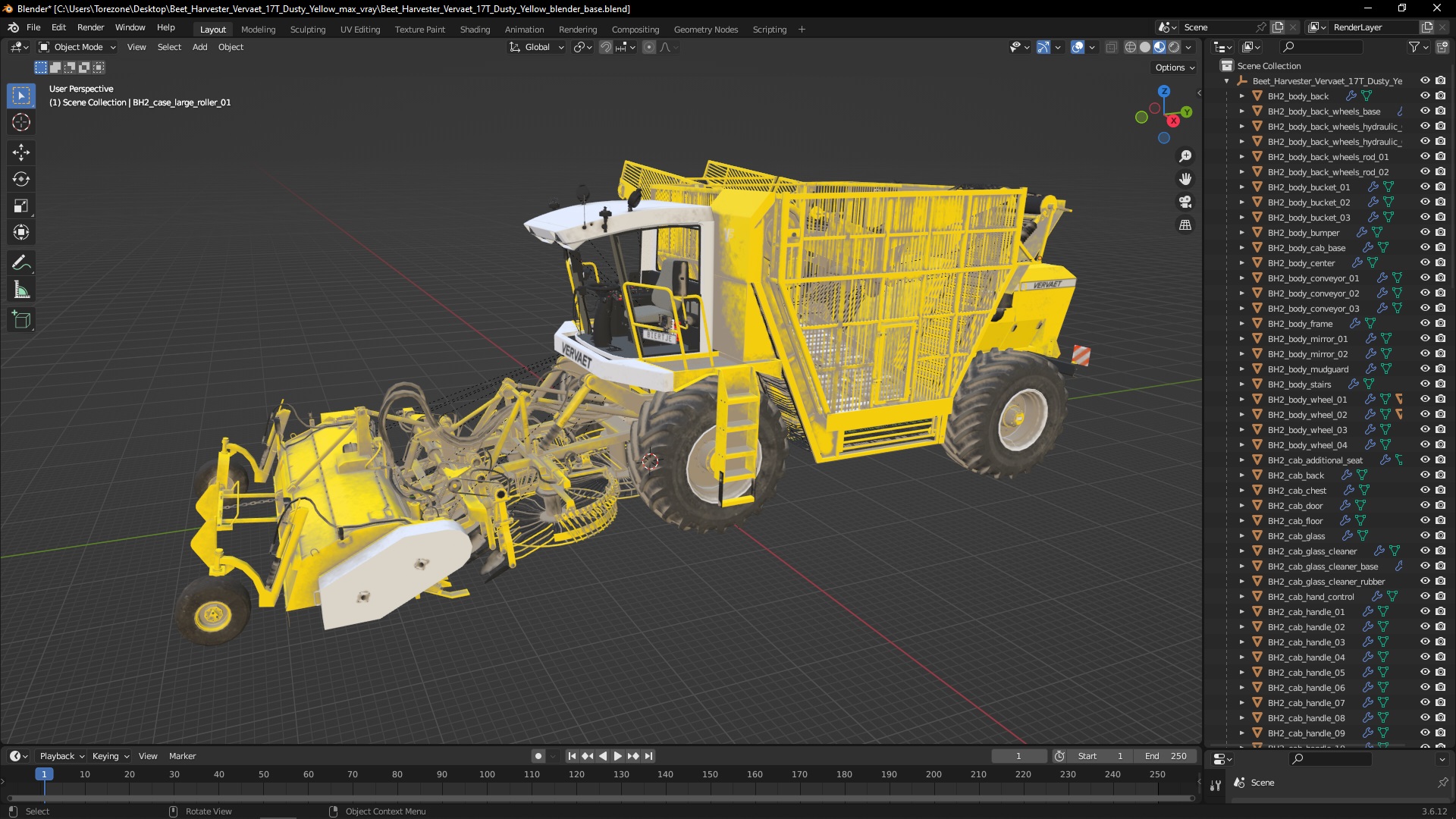 Beet Harvester Vervaet 17T Dusty Yellow 3D model